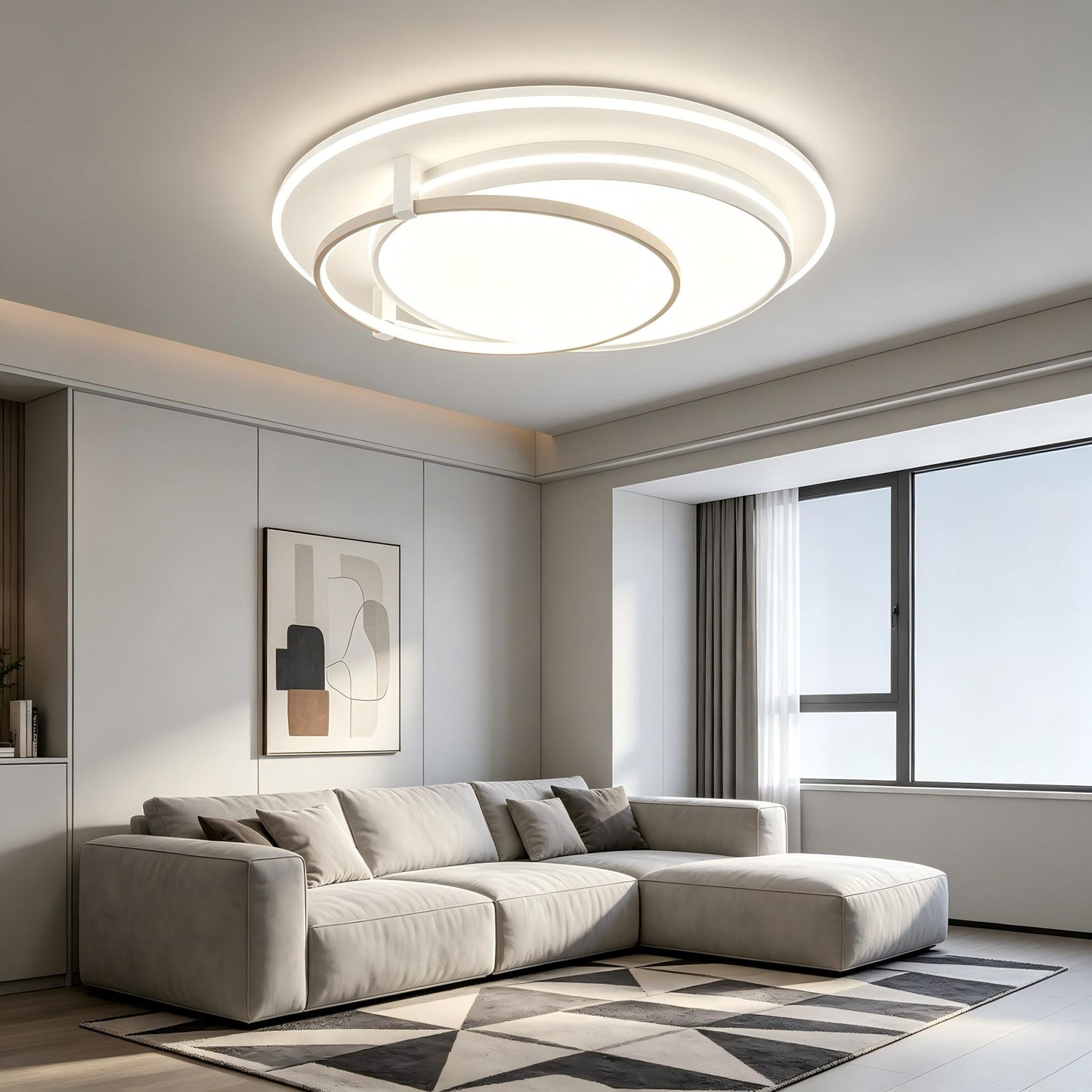 Modern LED Round Flush Mount Ceiling Light with Remote | Dimmable 3CCT for Hallway Bedroom