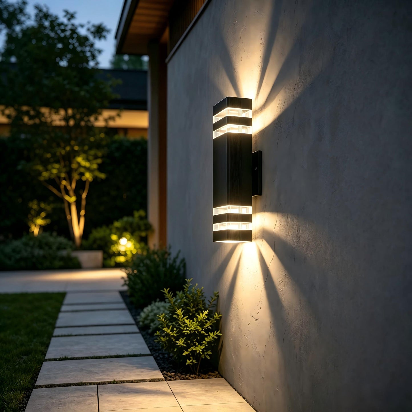 Modern Up and Down Outdoor GU10 Wall Light with Motion Sensor & Dusk to Dawn