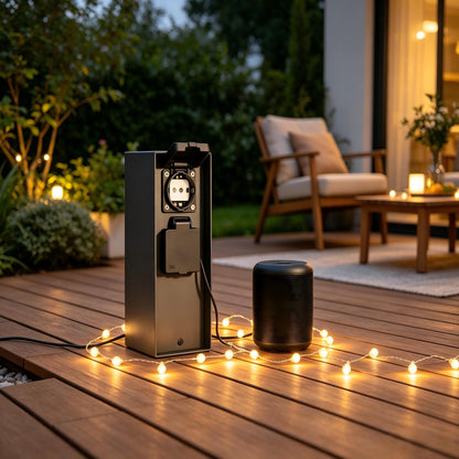 Smart Timer Garden Socket Column with Spike | IP54 Weatherproof | SUNSATU