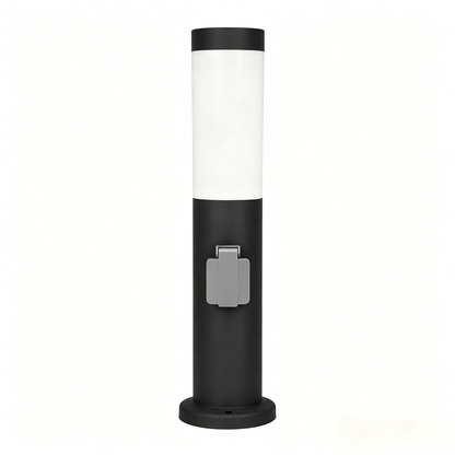 Modern Outdoor Bollard Light with Power 2 Sockets | IP44 Weatherproof Garden Lighting Post