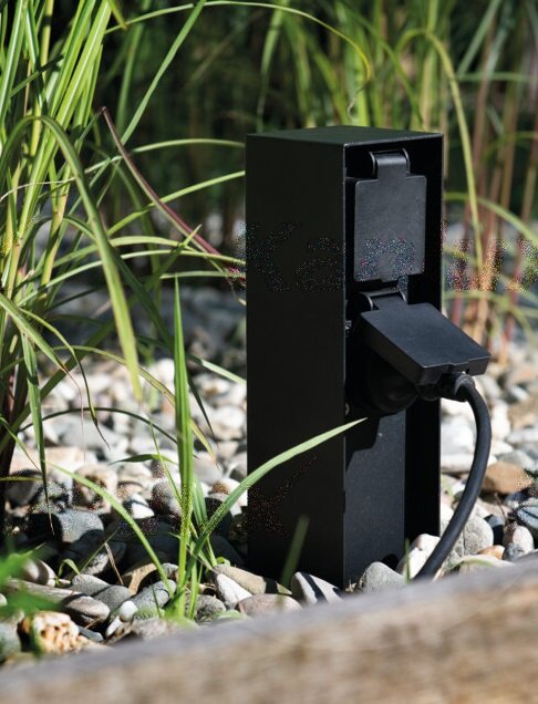 Outdoor Weatherproof Garden Socket Column with LED Ambient Light