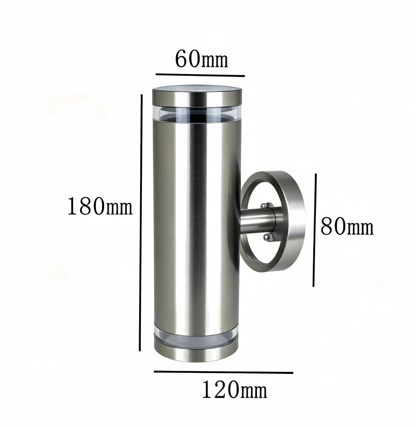 Dimensions of modern anthracite GU10 cylinder outdoor wall light