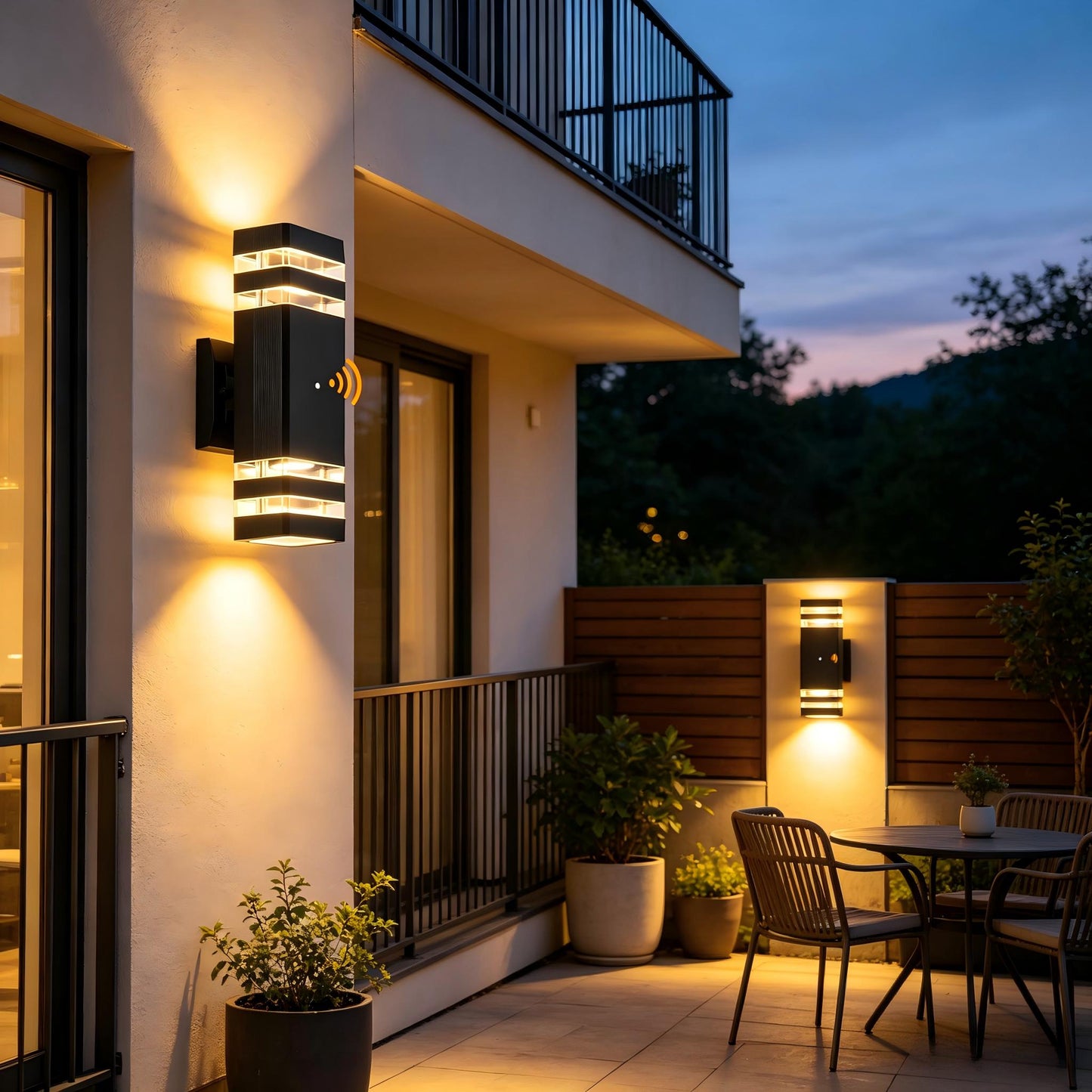 Modern Up and Down Outdoor GU10 Wall Light with Motion Sensor & Dusk to Dawn