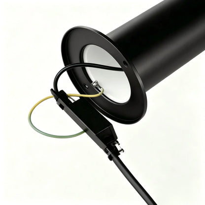 Black Outdoor Garden Light Internal Wiring Connector Detail, Easy Hardwired Installation Structure