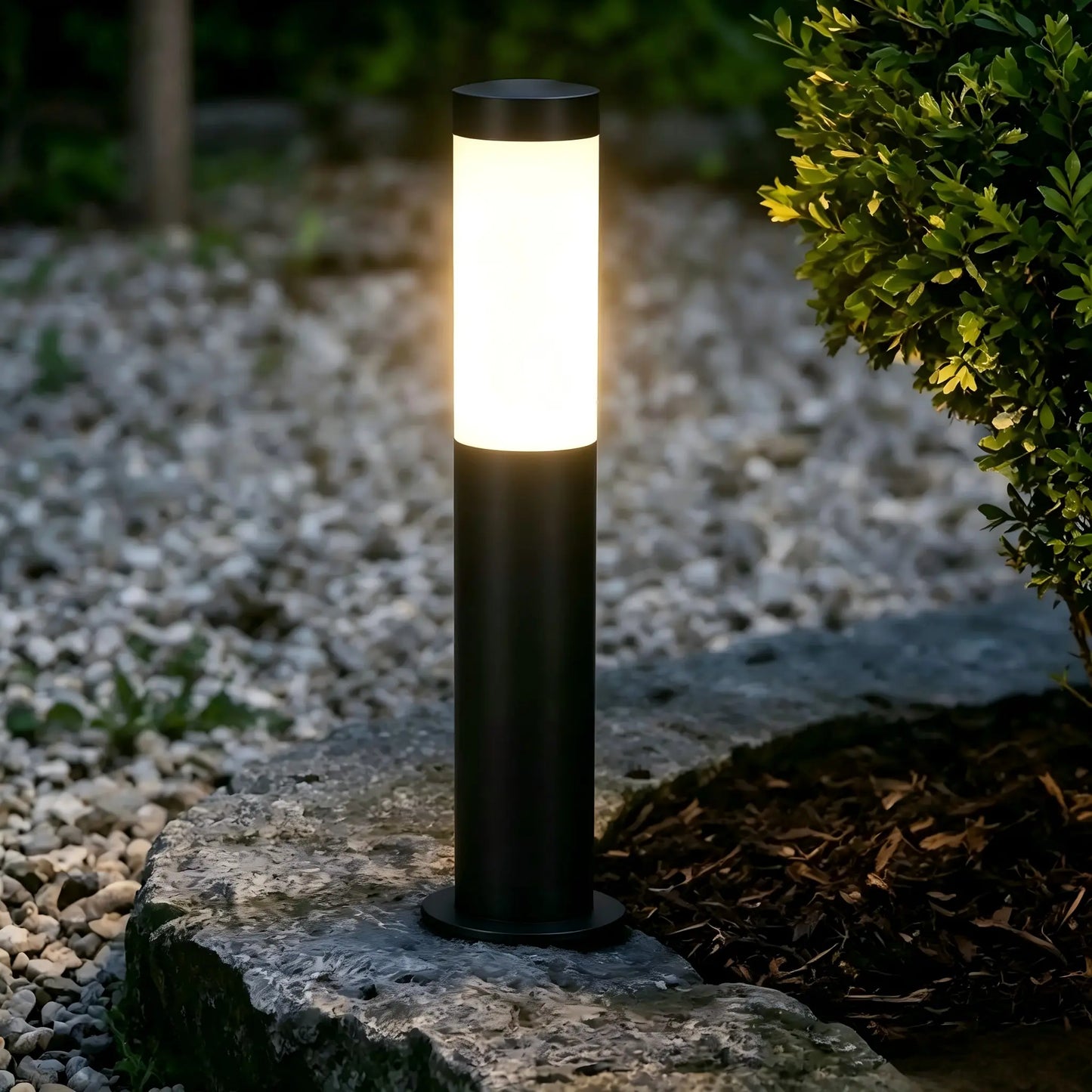 Waterproof Black Pathway Bollard Light Frosted Shade for Garden Gravel Border Bush Landscape Night Lighting