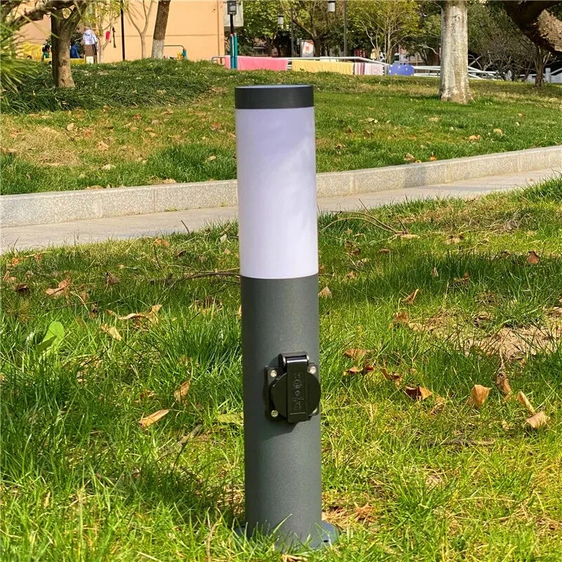 Modern Outdoor Bollard Light with Power Socket | IP44 Weatherproof Garden Lighting Post