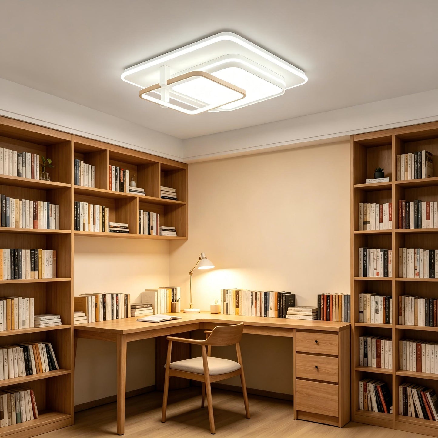 Modern LED Square Flush Mount Ceiling Light with Remote | Dimmable 3CCT for Bedroom Study