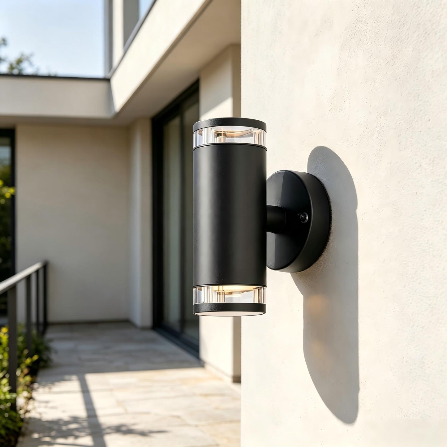 GU10 outdoor wall light creating a warm lighting effect on exterior walls 