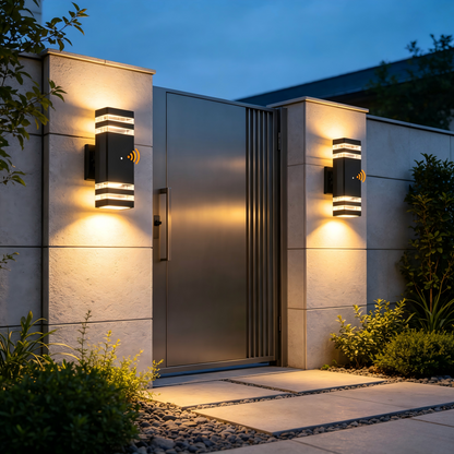 Modern Up and Down Outdoor GU10 Wall Light with Motion Sensor & Dusk to Dawn