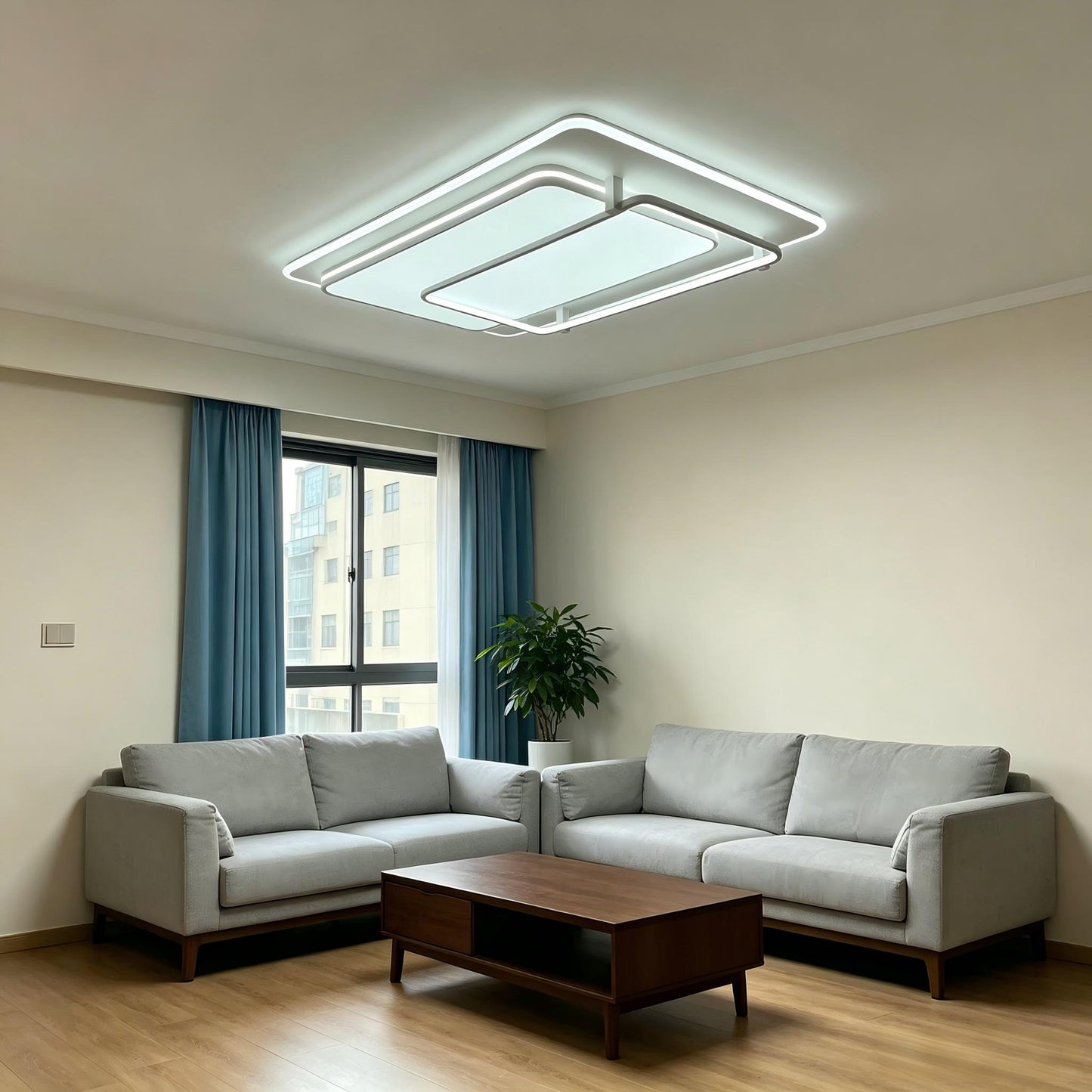Modern LED Flush Mount Ceiling Light with Remote | Dimmable 3CCT for Living Room Bedroom