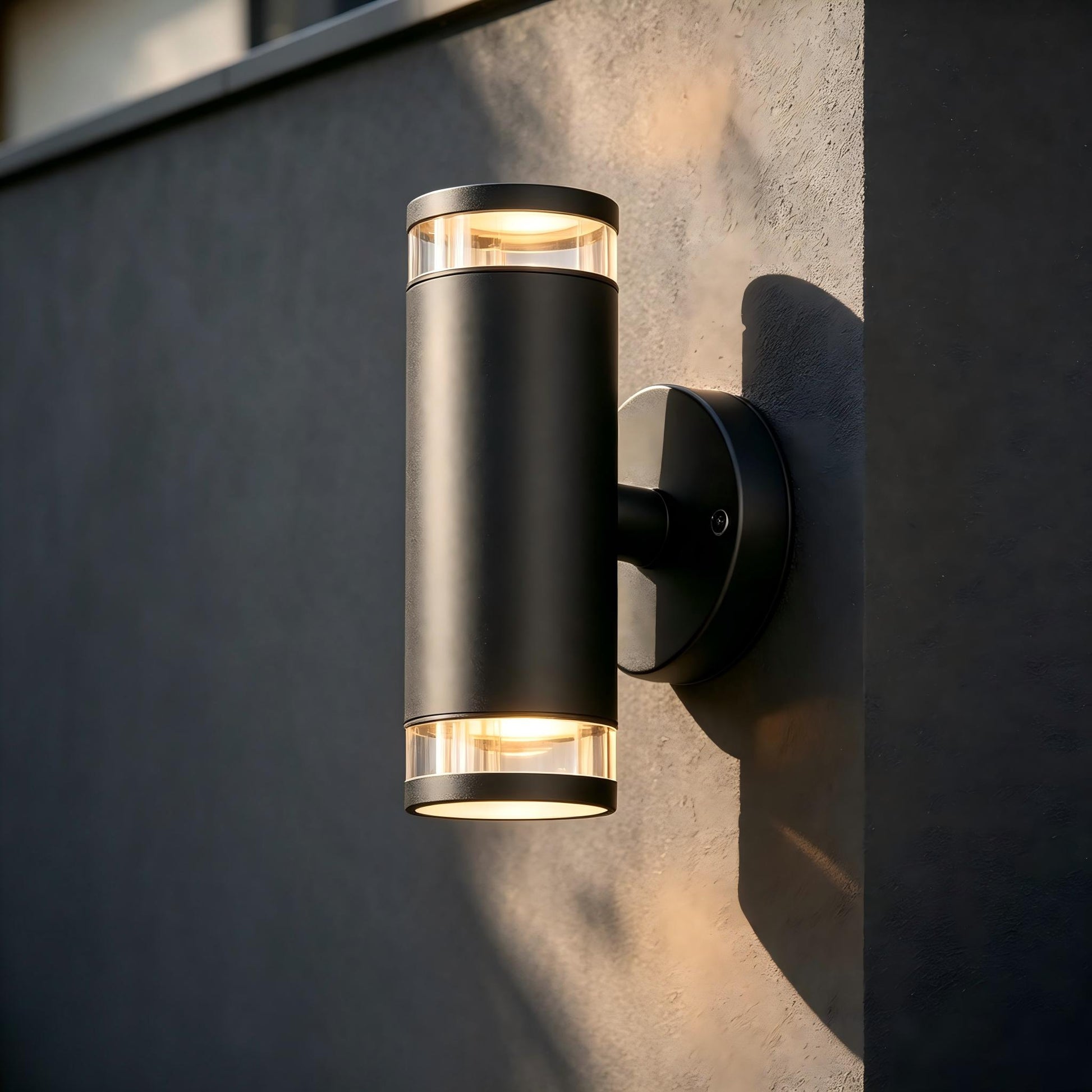 Modern anthracite grey GU10 outdoor wall light with cylindrical aluminum design