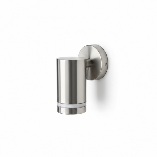 Modern Stainless Steel Downward Outdoor Wall Light IP44 GU10 - White Background