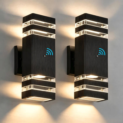 Modern Up and Down Outdoor GU10 Wall Light with Motion Sensor & Dusk to Dawn