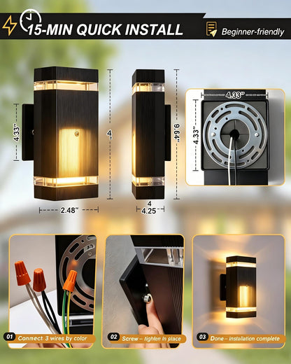 Modern Up and Down Outdoor GU10 Wall Light with Motion Sensor & Dusk to Dawn