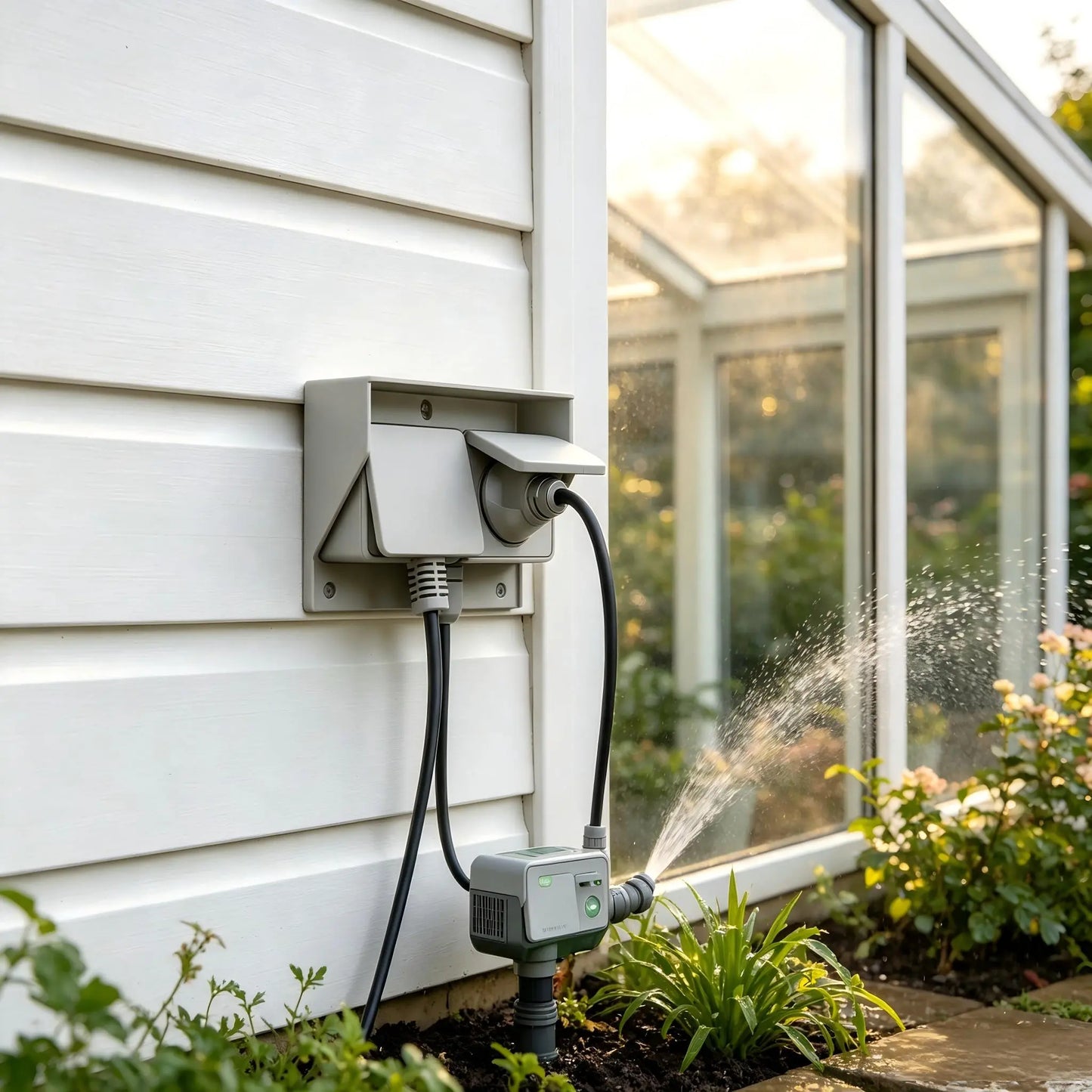 Weatherproof Outdoor Wall Socket | Dual 230V Garden Power Outlet Box IP44