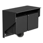 Black outdoor wall-mounted power socket box with closed weatherproof protective covers