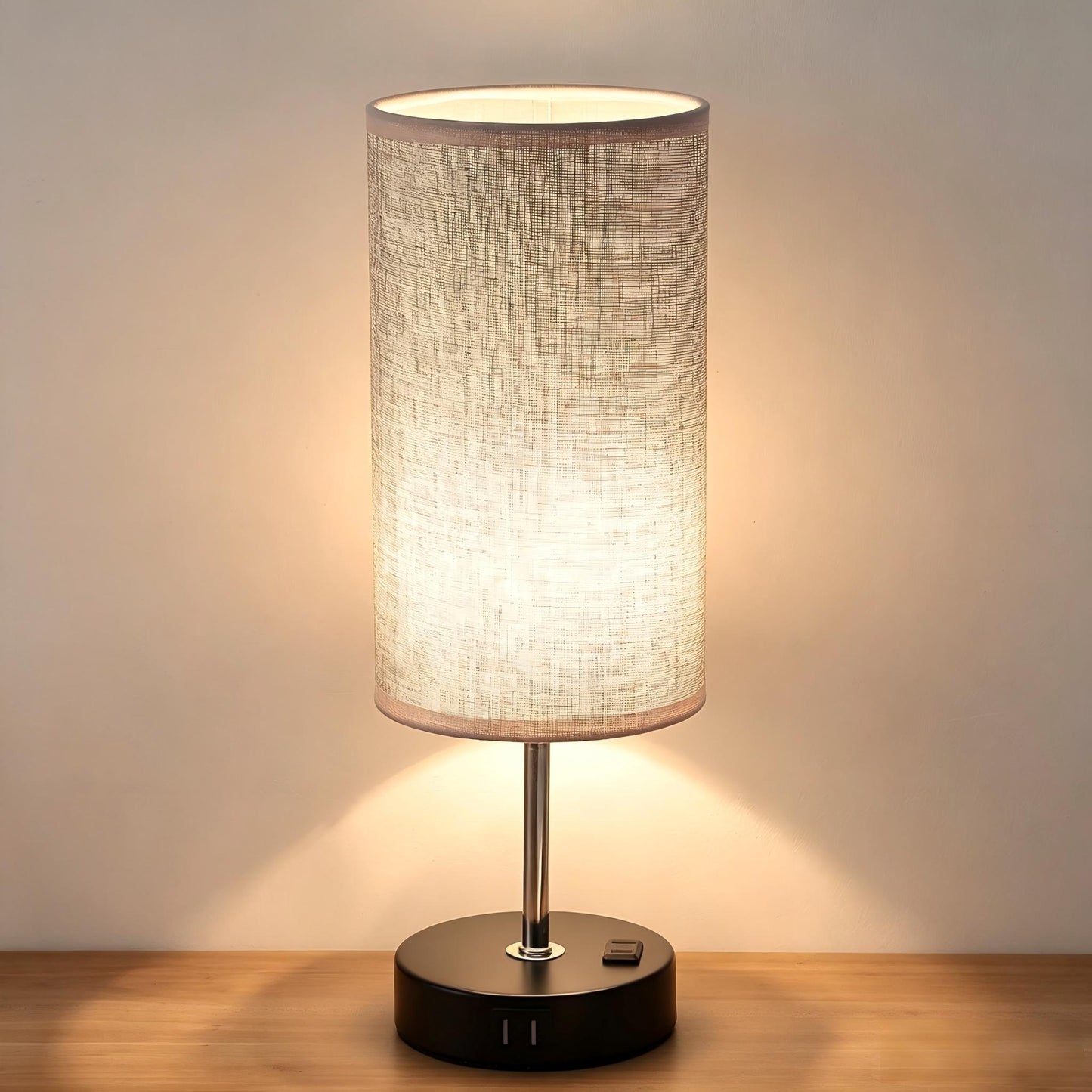 Modern Touch Bedside Table Lamp with USB-C & USB Charging Ports | 3-Way Dimmable Nightstand Lamp