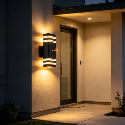 Modern Up and Down Outdoor GU10 Wall Light with Motion Sensor & Dusk to Dawn