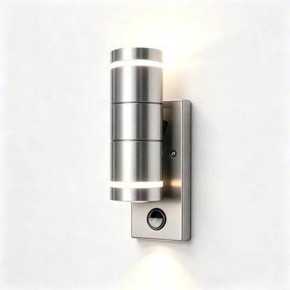Modern Stainless Steel Outdoor GU10 Wall Light with PIR Motion Sensor IP44