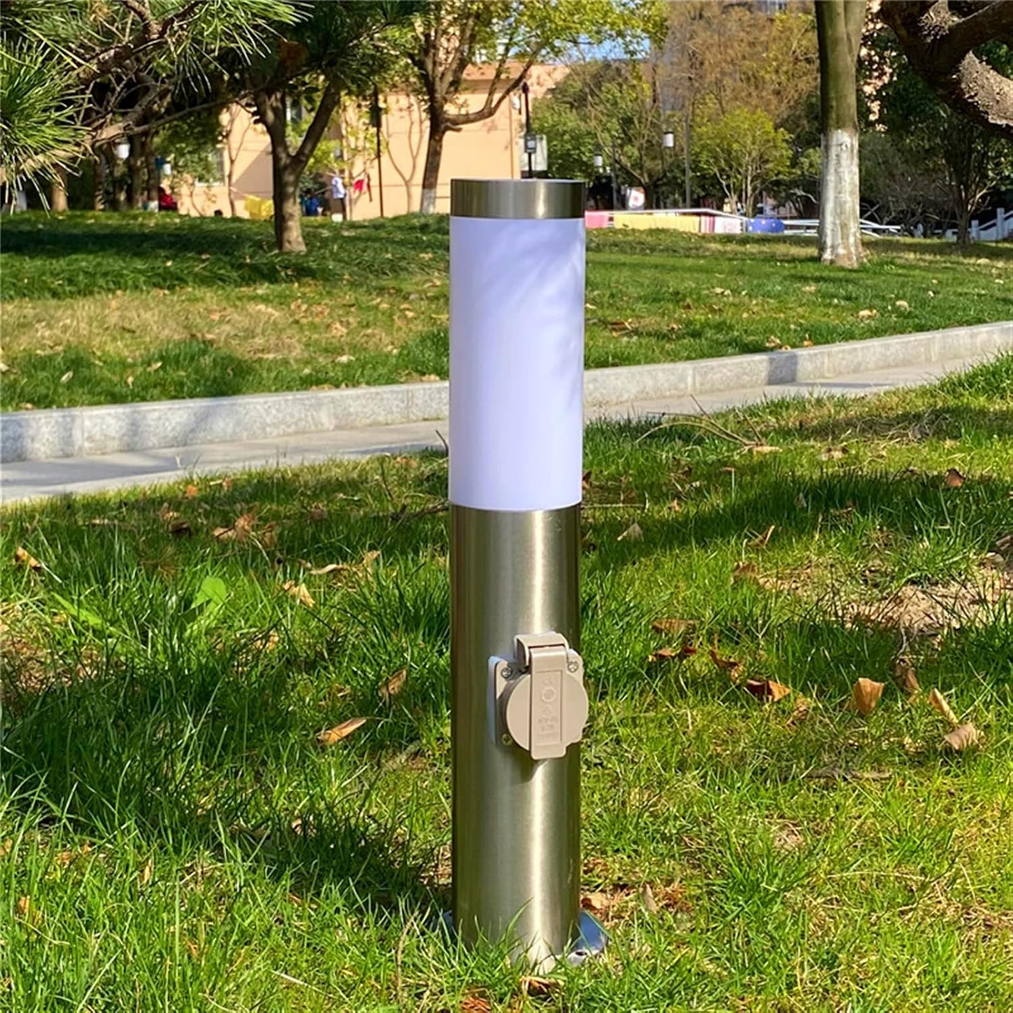 Modern Outdoor Bollard Light with Power Socket | IP44 Weatherproof Garden Lighting Post