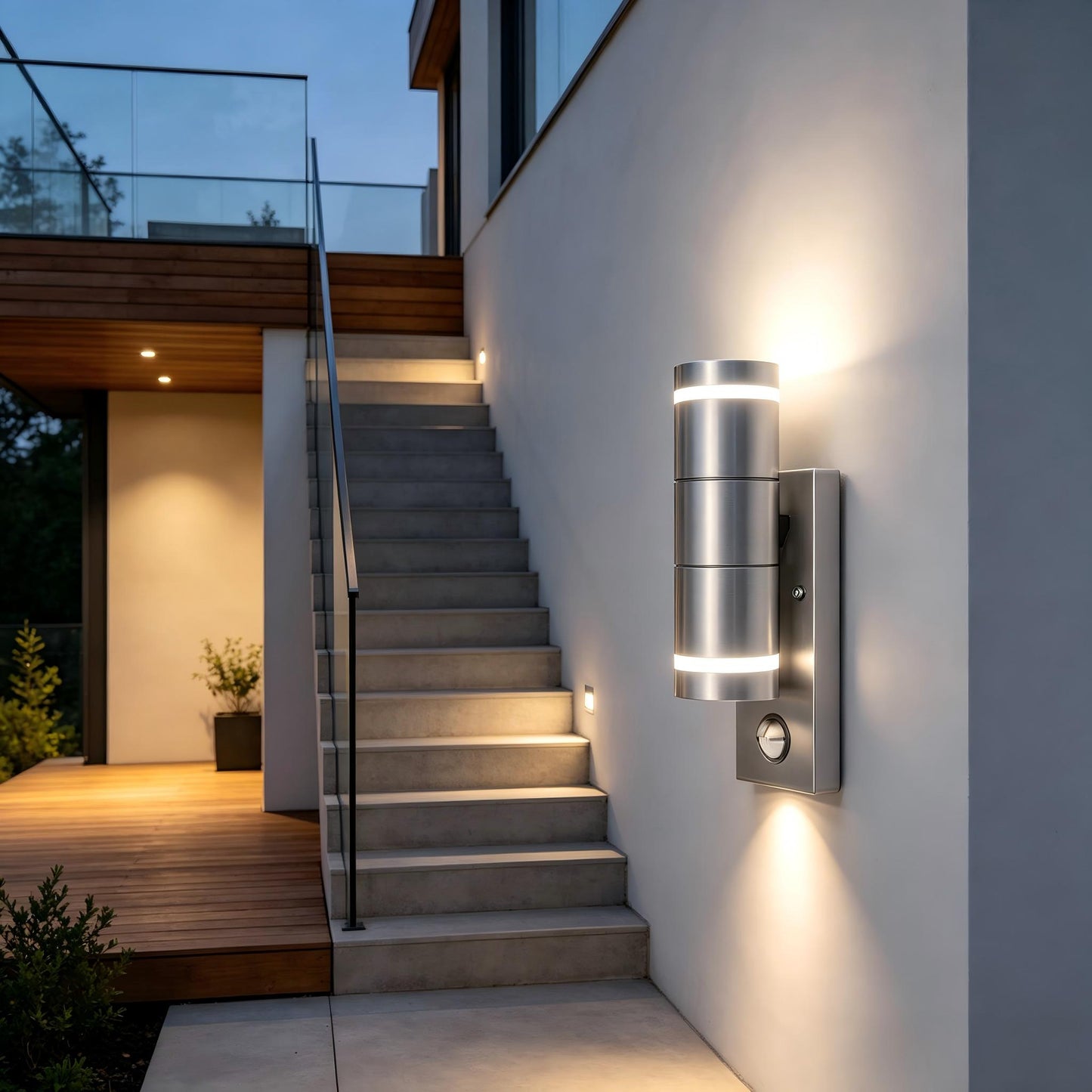 Mini stainless exterior sconce for outdoor terrace stair corridor, residential passage lighting