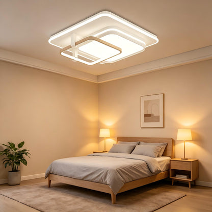 Modern LED Square Flush Mount Ceiling Light with Remote | Dimmable 3CCT for Bedroom Study