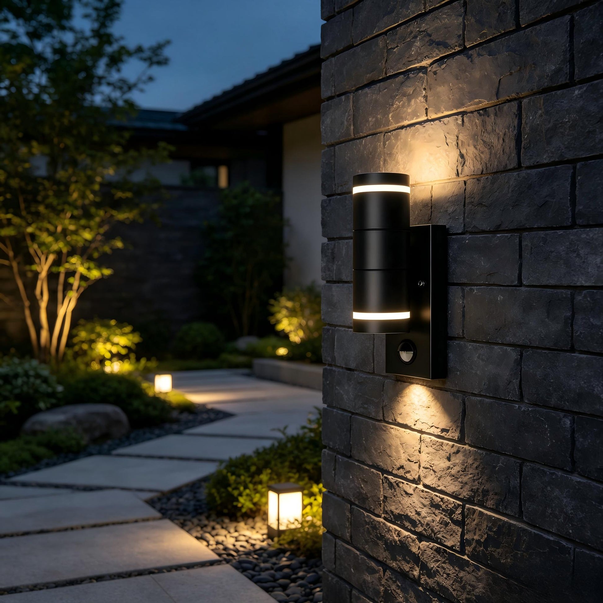 Villa Gate Exterior Wall Lamp Night Lighting Effect, Small Motion Sensor Outdoor Sconce