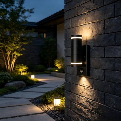 Villa Gate Exterior Wall Lamp Night Lighting Effect, Small Motion Sensor Outdoor Sconce